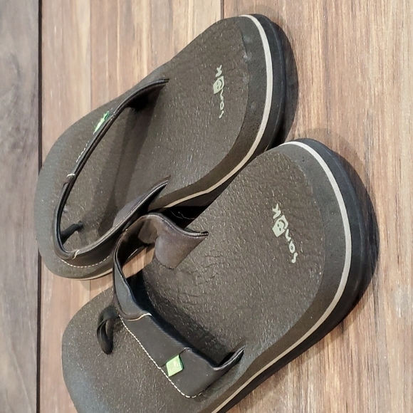 Sanuk Mens Sandals Flip Flops Outdoor Flats sz 12 shoes - Picture 5 of 10